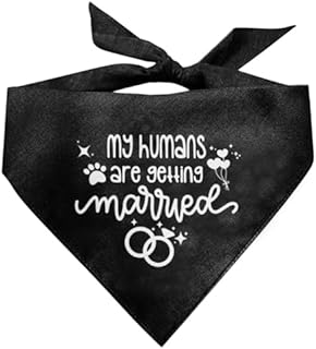 My Humans are Getting Married Dog Bandana, Black Dog Bandana, Wedding Photo Prop, Pet Dog Scarf Accessories, Pet Dog Triangle Scarf, Dog Bandana for Small Medium Large Dogs, Engagement Gift (C54)