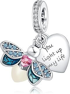 925 Sterling Silver Glow in the Dark Love Mom Charm Bead with 5A Cubic Zirconia, Perfect for European Bracelets - Exquisite Gift for Mother's Day, Christmas or Birthdays