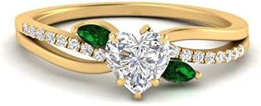 Choose Your Gemstone Antique Marquise Accent Ring yellow gold plated Heart Shape Side Stone Engagement Rings Matching Jewelry Wedding Jewelry Easy to Wear Gifts US Size 4 to 12