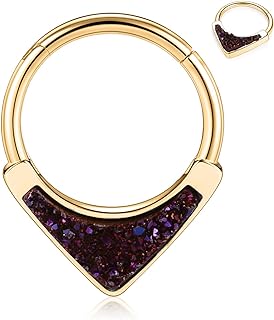 PEAKLINK 16G Teardrop Shaped Hollow-Out Design Septum Nose Ring, Stainless Steel Clicker Ring for Septum, Daith, Helix, Cartilage, Tragus Piercings - Allergy Free, Easy-to-Use, Versatile Jewelry