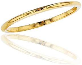 10K Rose Gold Wedding Band with Cubic Zirconia for Women, Size 4-14, Plain Polished Design