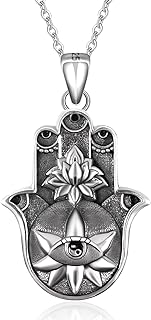 Graceful Hamsa Hand Yin Yang Sterling Silver Necklace with Robust Lobster Claw Clasp, Ideal Inspirational Gift for Women and Girls
