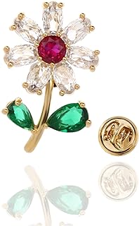 ZHUWE Flower Shape Brooch Pins Inlaid Cubic Zircon/Pearl/Crystal｜Scarf/Shawl/Costume Lapel Safe Brooch Pins For Women Girls Jewelry Gifts