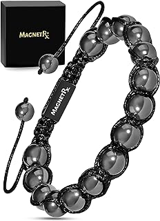 MagnetRX Brand High Strength Magnetic Hematite Bead Bracelet, 8mm Bali Bead Design in Embellished Hematite, Ideal for Adult Men and Women