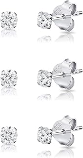 DTPsilver® Boucles d'Oreilles Diamant pour Femmes en Argent 925 avec Oxyde de Zirconium, taille Mini 3 mm, élégantes et polyvalentes, parfaites pour toutes occasions