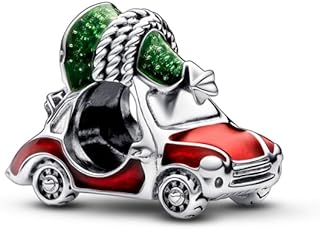 Pandora Christmas Charm Bracelet with Sterling Silver Festive Car & Christmas Tree Design, Enamel Detailing