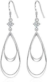 Dangle Earrings for Women Hollow water drop Double Linear Drop Statement Earrings Birthday Gifts for Women