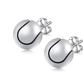 Tennis Soccer Volleyball Baseball Stud Earrings Softball Mom Ear Studs 925 Sterling Silver Sport Lover Jewelry For Unisex Women