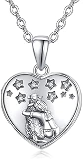 TANGPOET Dog Locket Necklace that Hold Picture for Women Girls 925 Sterling Silver Doggy Photo Locket Pendant Necklace Heart Jewelry Gifts for Birthday Christmas