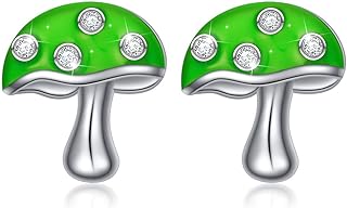 S925 Sterling Silver Cute Mushroom Stud Earrings Lovely Charm Earring Jewelry Gift for Women Teens