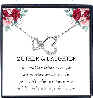 EPIRORA Mother Daughter Necklace Jewelry Gifts for Mom Daughter Son Grandma Granddaughter Aunt Niece Sister, Interlocking Heart Pendant Necklace for Birthday Christmas Mother’s Day