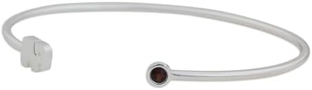 NOVICA Artisan Handmade Garnet Sterling Silver Cuff Bracelet Artisan Crafted Red Thailand Animal Themed Gemstone Birthstone Elephant [6 in L (end to End) x 0.2 in W 2 mm W] ' Elephant Smile'