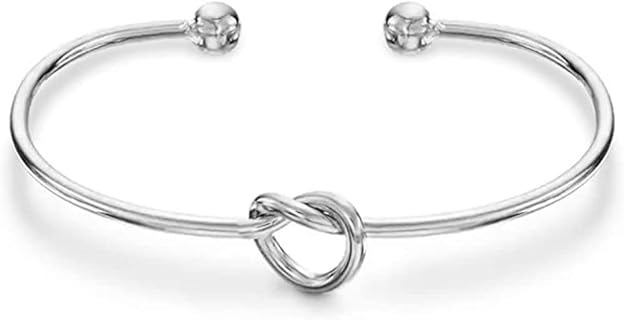 Stainless Steel Lobster Claw Clasp Love Knot Bracelet with Box Chain for Women - Adjustable Cuff Bangle Design
