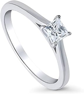 4 Carat Princess Cut Engagement Ring with Stunning Cubic Zirconia for Women | Elegant Sterling Silver Solitaire Design