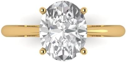 Clara Pucci 2.5ct Oval Cut Solitaire Genuine Moissanite Engagement Wedding Bridal Promise Anniversary Ring in 14k Yellow Gold for Women