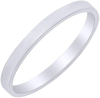 AFFY 2.5 MM Flat Wedding Band Ring in 10k Solid Gold