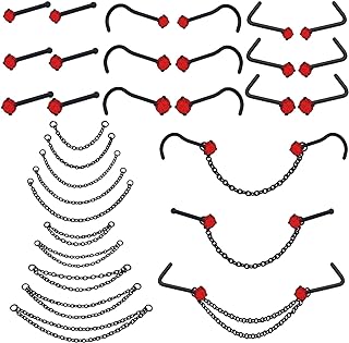 Stainless Steel Nose Ring with Cubic Zirconia Cartilage Chain for Men and Women - Versatile High Nostril Piercing Jewelry Set