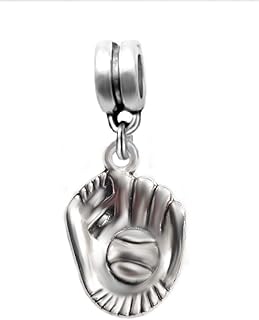 Softball Charm Bracelet by LaBenie - Alloy Metal with Dangling Baseball Glove Charm Design