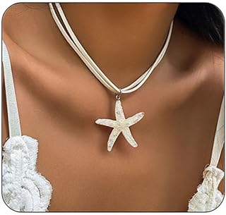 Boho Style Velvet Starfish Pendant Choker with Link Chain for Women - Whimsical Beach-Inspired Necklace Design