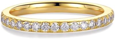 Moissanite Wedding Band for Women, 0.57ct D Color VVS1 Clarity Lab Created Diamond Rings 14K White Yellow Gold Vermeil Half Eternity Rings Moissanite Stackable Rings for Women Matching Rings