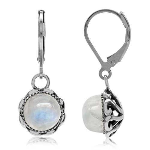 Silvershake Genuine or Created Stones 925 Sterling Silver Filigree Leverback Drop Dangle Earrings Jewelry for Women