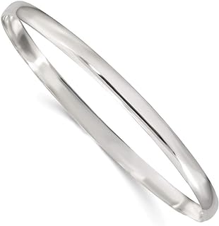 Engravable 925 Sterling Silver Bangle Bracelet with Other-Clasp and Chain type for Women - Solid, Plain and Slip-On Design