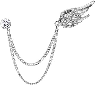 Angel Wings Tassel Chain Brooch. Rhinestone Wings Lapel Pin, Gold Silver Crystal Wings Coat Breastpin Women Men's Suit Accessories