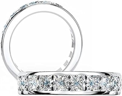 Clear Moissanite Engagement Rings for Women GRA Certified, Sterling Silver with 18K White Gold Plated Moissanite Diamond Rings, DF Color VVS Clarity Wedding Rings for Women