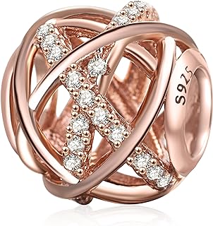 Rose Gold Galaxy Charm Authentic 925 Sterling Silver Openwork Charms with Clear CZ for Pandora European Bracelet