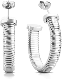 14K Gold Plated Hoop Earrings for Women Stainless Steel Silver Earrings Hoops Snake Bone Earrings Jewelry 30mm 45mm