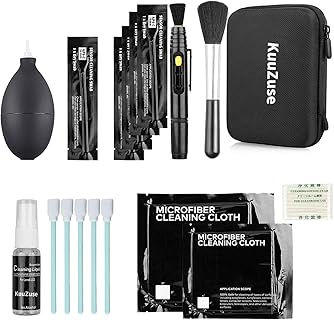 KuuZuse Professional Camera Cleaning Kit with APS-C Sensor Swabs and Microfiber Cloths, 30ml Lens Cleaner Solution and Double Sided Cleaning Pen, Ideal for DSLR and Optical Lenses