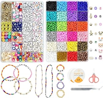 JOJANEAS Kids Jewelry Bracelet Making Kit with 5mm Glass Seed Bead in Assorted Colors with Animal Design