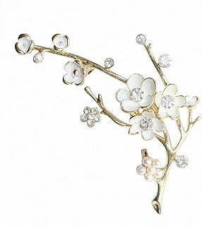 Jana Winkle Plum Blossom Brooches Women White Enamel Flower Golden Ally Bouquet Brooch Pins Coat Jewelry