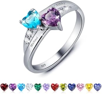 Lam Hub Fong Personalized Mothers Day Gifts Birthstone Rings for Women Mother Daughter Promise Rings for Her Custom Engagement Name Rings for Her Girlfriend Wife