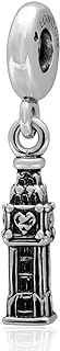 London Big Ben Dangle Charm Chamilia Bead Bracelet with Sterling Silver Chain for Travel Lovers, Round/Sophisticated Design