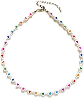 Handmade Colorful Boho Beaded Choker Evil Eye Lucky Protection Necklace Preppy Heart Necklace Gay Pride Jewelry for Women Teen Girls