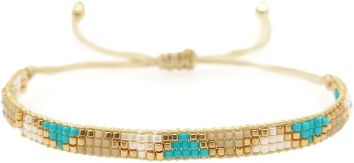 Handmade Boho Seed Bead Friendship Strand Bracelets for Women Girls Charm Adjustable Couples String Rope Braided Bohemia Multicolor Beaded Bracelet Fashion Jewelry Gift