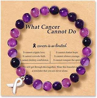 Breast Cancer Support Charm Bracelet for Women, Natural Stone Healing Crystal Stretch Bracelet Gift for Sister, Best Friend, Girls - CHICING Cancer Care Jewelry