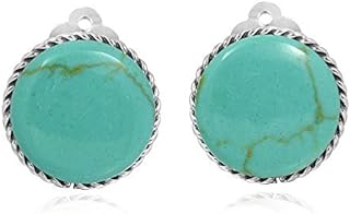AeraVida Classic 18 mm Round Button .925 Sterling Silver Clip on Earrings | Red Coral Earrings for Women | Clip On Earrings For Women No Piercing | Turquoise Button Earrings
