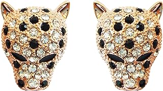 Navachi 18k Gold Plated Multi-color Crystal Leopard Head Ear Stud Earrings