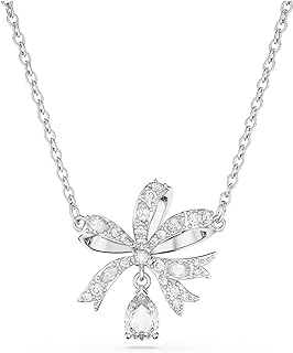 SWAROVSKI Volta Necklace, Earrings, and Bracelets Jewelry Collection, Bow-Inspired Clear Crystals with Rhodium Finish
