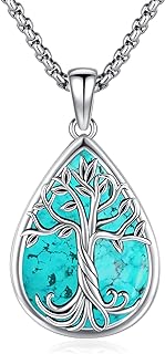 Lobster Clasp Turquoise Pendant Necklace with Box Chain in 925 Sterling Silver for Women and Men, Western Design