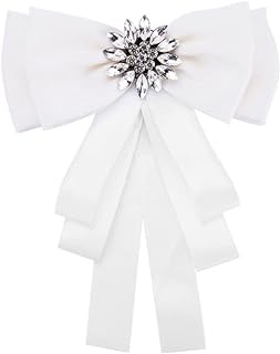Pin-Clasp Rhinestone Bow Brooch with Alloy Fabric for Women, Bowknot Design