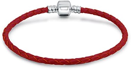 AYLLU Intertwine Infinity Clover Symbol Genuine Blue Brown Purple Pink White Leather Bracelet For Bead Charms .925 Sterling Silver Round Barrel Clasp 7-9 Inch