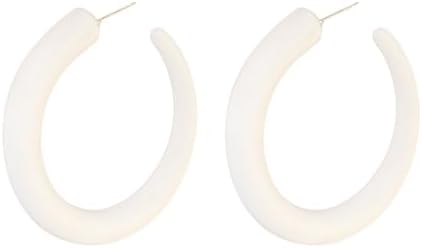 80's-90's Women's Retro Neon Large Acrylic Hoop Earrings with Hypoallergenic Stainless Steel Push Back in Vibrant Candy Colors