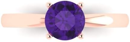 1Ct Round Cut Natural Amethyst Engagement Ring Set in 14K Rose Gold - Ideal for Bridal, Promise, and Special Occasions