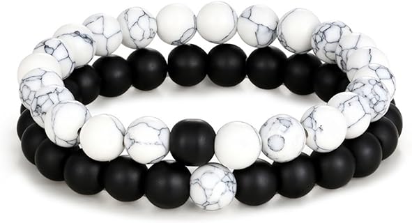 2Pcs Lava Rock Beaded Stretch Bracelets, Tiger Eye Turquoise Natural Stone Beads Bracelet Used As Essential Oil Diffuser for Women Men Yoga Meditation Aromatherapy Jewelry