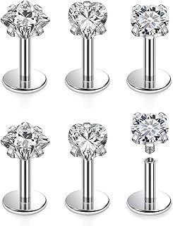 Cisyozi 20G 18G 16G Titanium Flat Back Nose Rings Hypoallergenic Medical Grade Diamond Nose Rings Studs for Women Men Internal Threaded Nose Studs Piercings Jewelry for Sensitive Skin