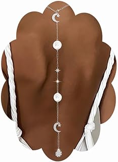 Jerany Rhinestone Gold Silver Body Chain Sexy Back Chain Backdrop Body Necklace Chain Fashion Wedding Party Nightclub Body Accessories for Women and Girls