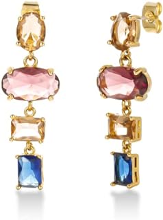 Gold Pendant Earrings 14K Yellow Gold Plated Mother of Pearl Earrings for Women Girls Trendy Opal Dangle Drop Earrings with 925 Sterling Silver Posts Hypoallergenic Lightweight